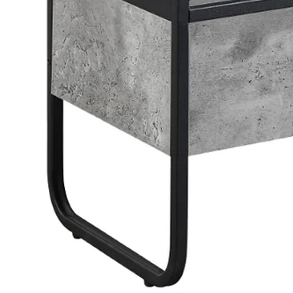 Benjara Ish 39 Inch Entertainment Center TV Stand, 2 Drawers, Wood, Gray, Black