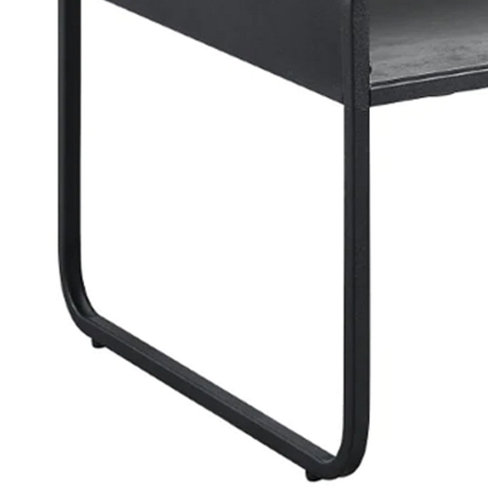 Benjara Ish 42 Inch Modern Coffee Table with Curved Edge Design, Wood, Gray, Black