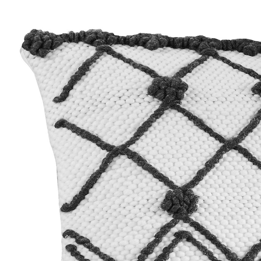 The Urban Port 18 Inch Decorative Throw Pillow Cover, Crossed Trellis, White Fabric