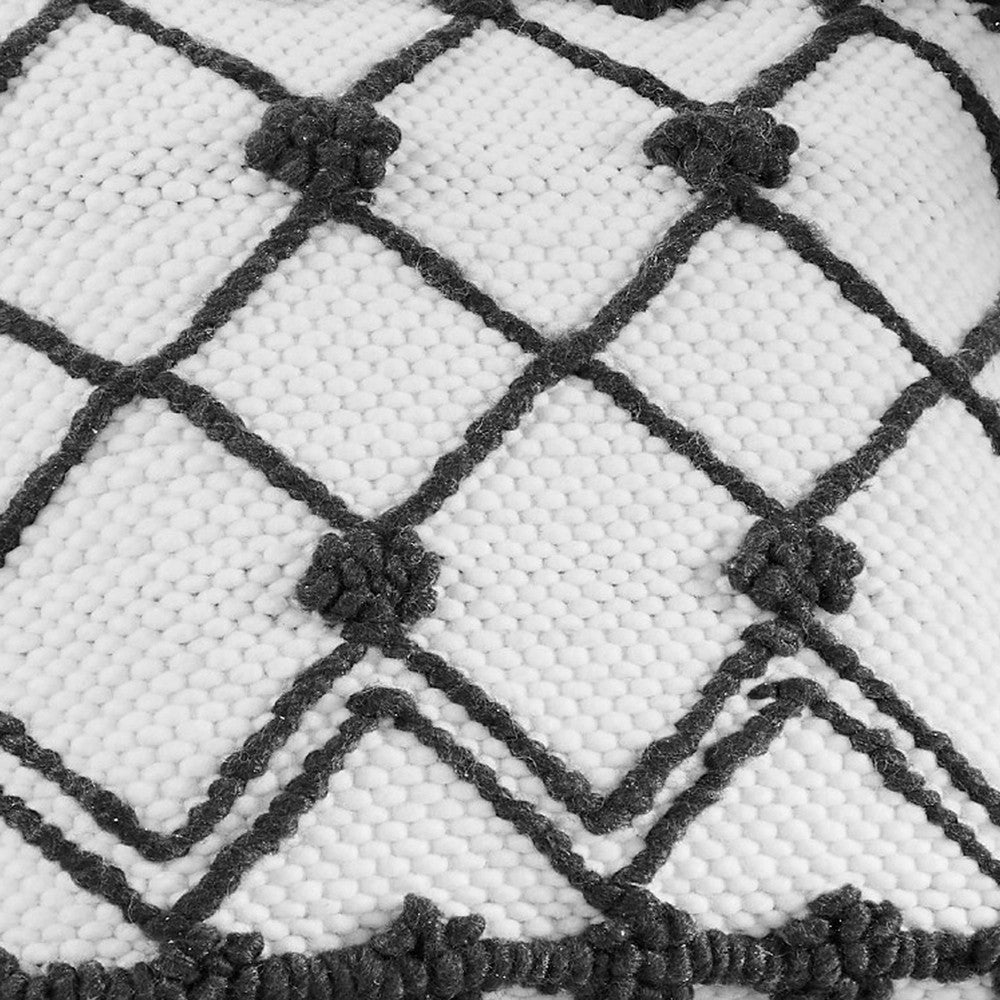 The Urban Port 18 Inch Decorative Throw Pillow Cover, Crossed Trellis, White Fabric
