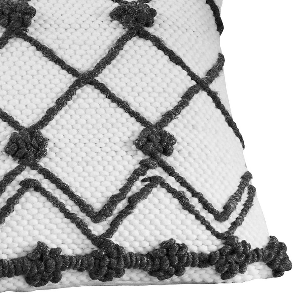 The Urban Port 18 Inch Decorative Throw Pillow Cover, Crossed Trellis, White Fabric