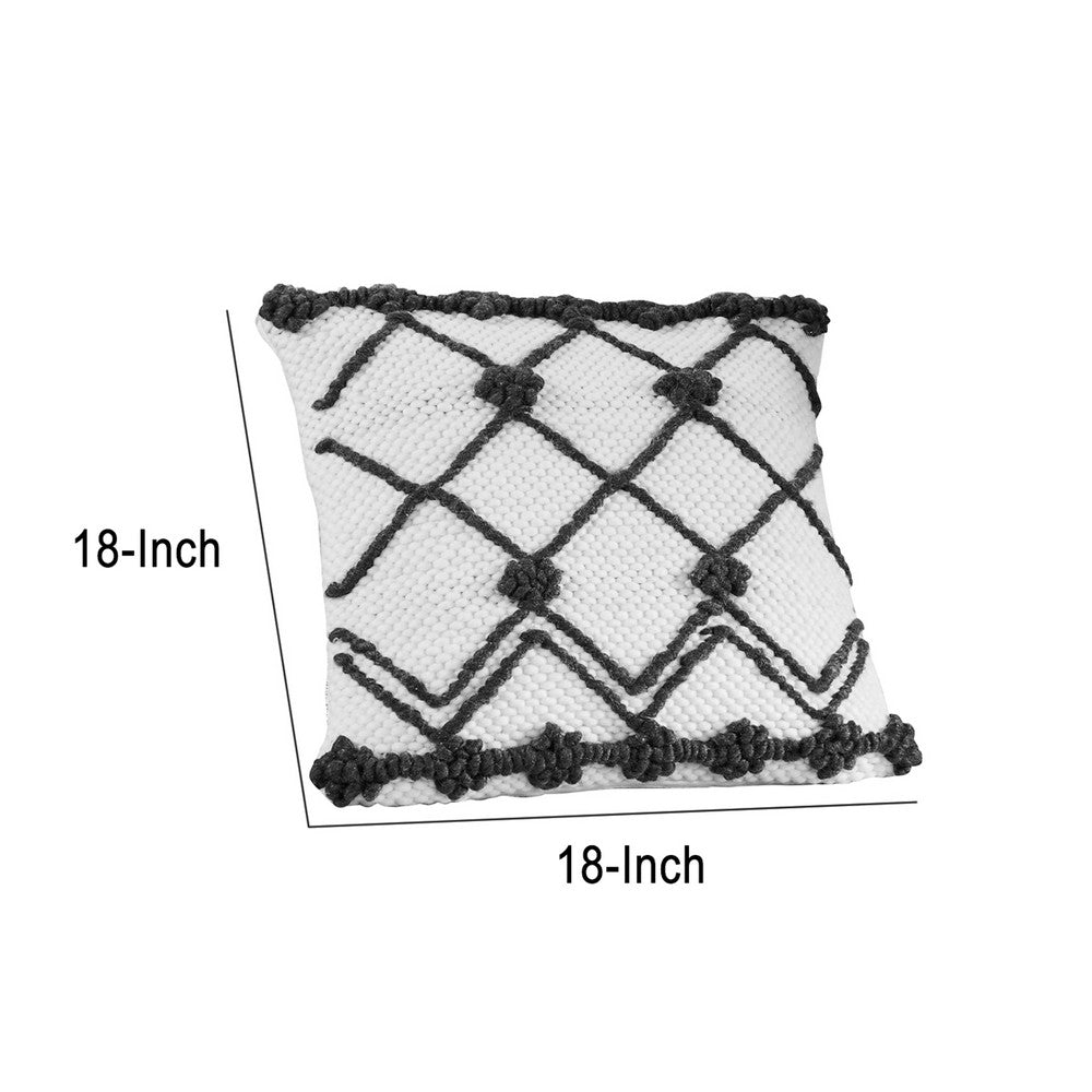 The Urban Port 18 Inch Decorative Throw Pillow Cover, Crossed Trellis, White Fabric