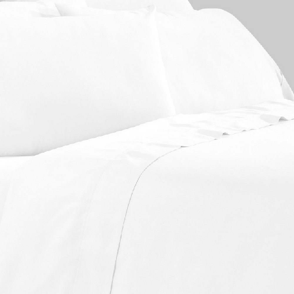 The Urban Port Minka 4 Piece Twin Bed Sheet Set, Soft Antimicrobial Microfiber, White