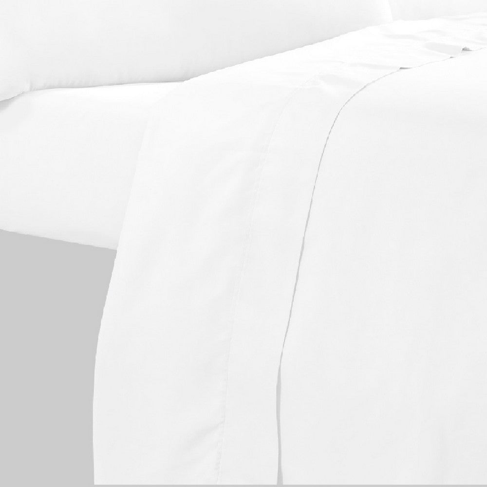 The Urban Port Minka 4 Piece Twin Bed Sheet Set, Soft Antimicrobial Microfiber, White