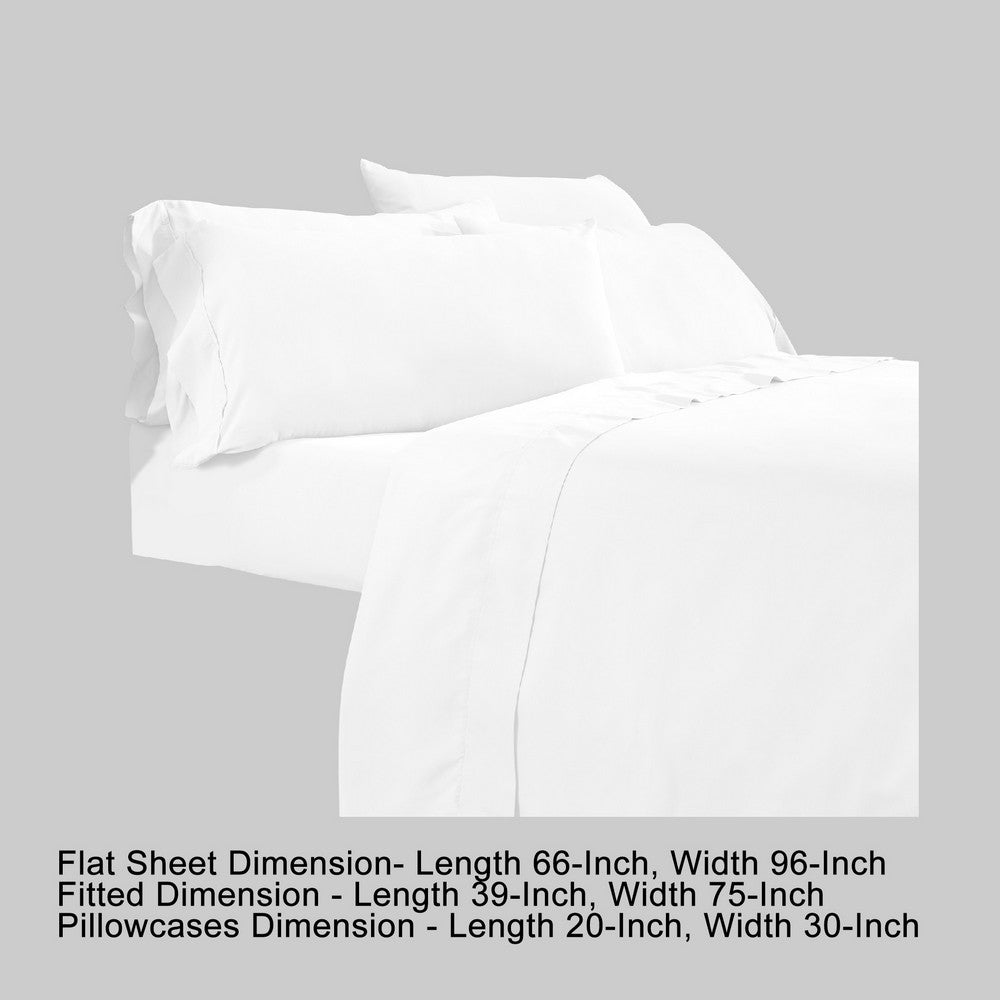The Urban Port Minka 4 Piece Twin Bed Sheet Set, Soft Antimicrobial Microfiber, White