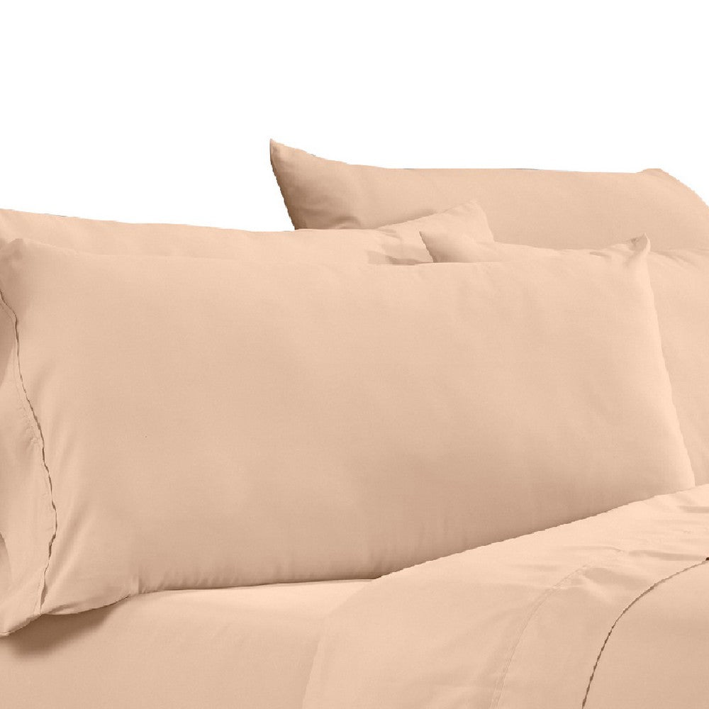 The Urban Port Minka 6 Piece California King Bed Sheet Set, Soft Microfiber, Sand Pink