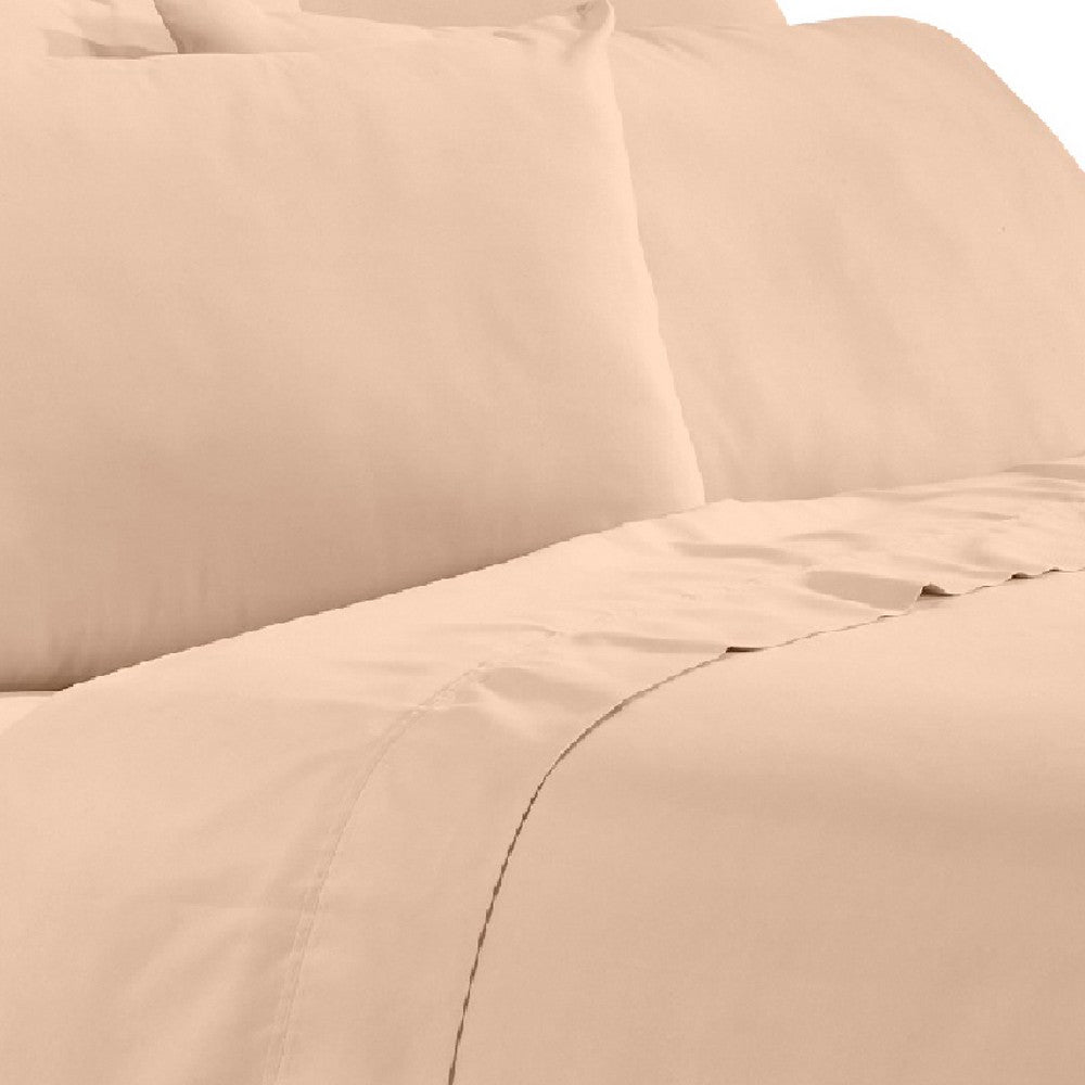 The Urban Port Minka 6 Piece California King Bed Sheet Set, Soft Microfiber, Sand Pink
