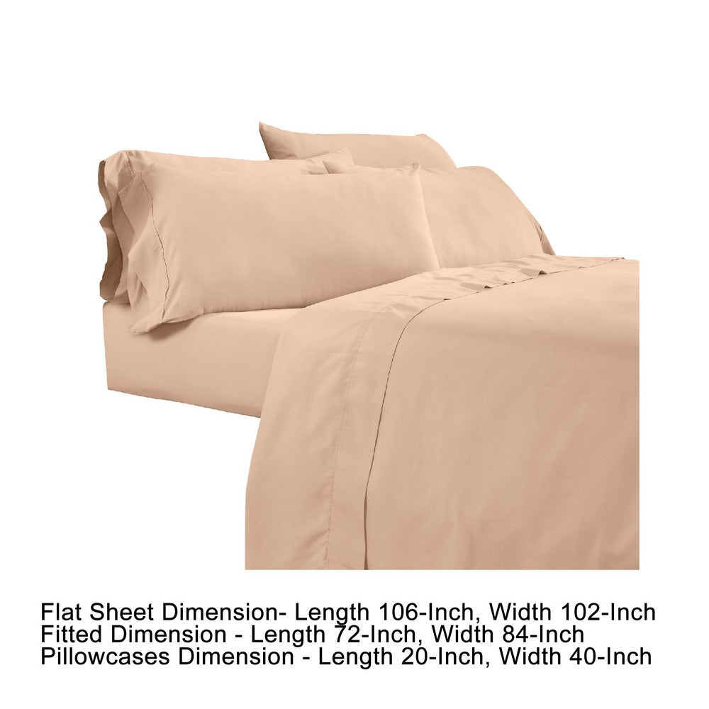 The Urban Port Minka 6 Piece California King Bed Sheet Set, Soft Microfiber, Sand Pink