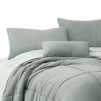 The Urban Port Alice 8 Piece King Comforter Set, Reversible, Soft Sage By The Urban Port