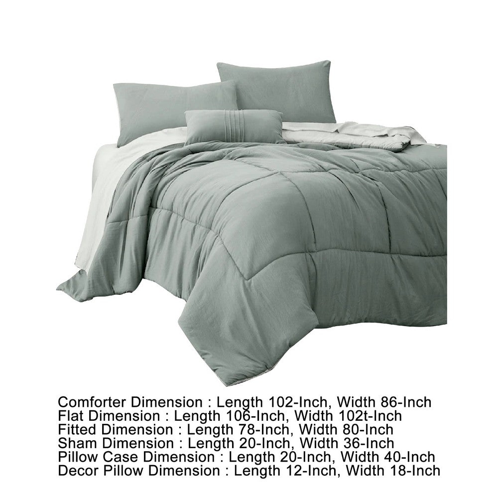 The Urban Port Alice 8 Piece King Comforter Set, Reversible, Soft Sage By The Urban Port