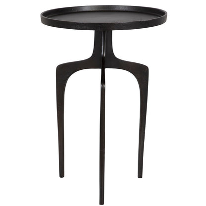 Benjara 22 Inch Metal Round Accent Table, Three Curved Legs, Antique Brown