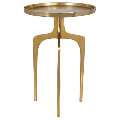 Benjara 22 Inch Metal Round Accent Table, Three Curved Legs, Gold