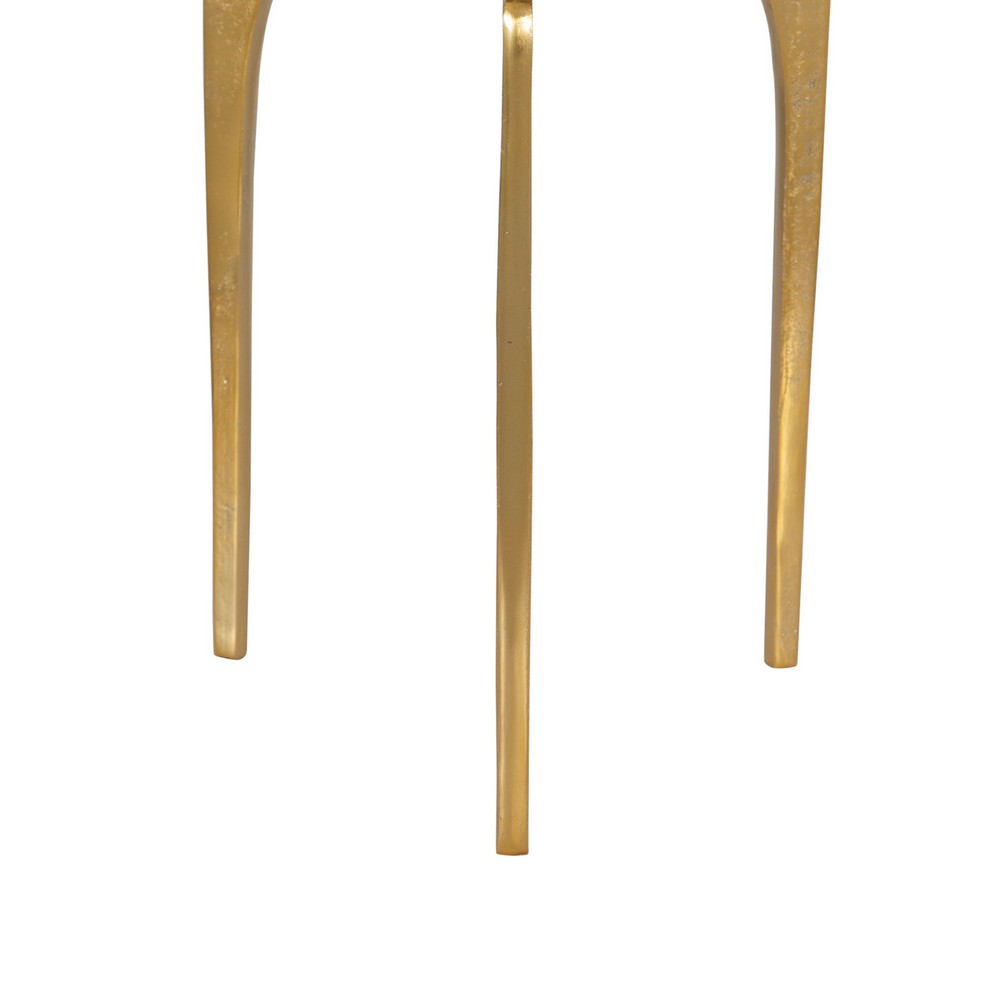 Benjara 22 Inch Metal Round Accent Table, Three Curved Legs, Gold