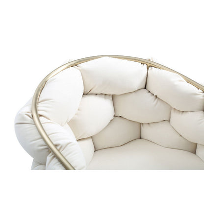 Benjara Cid 26 Inch Modern Curved Dining Chair, Bubble Tufted Back, Cream
