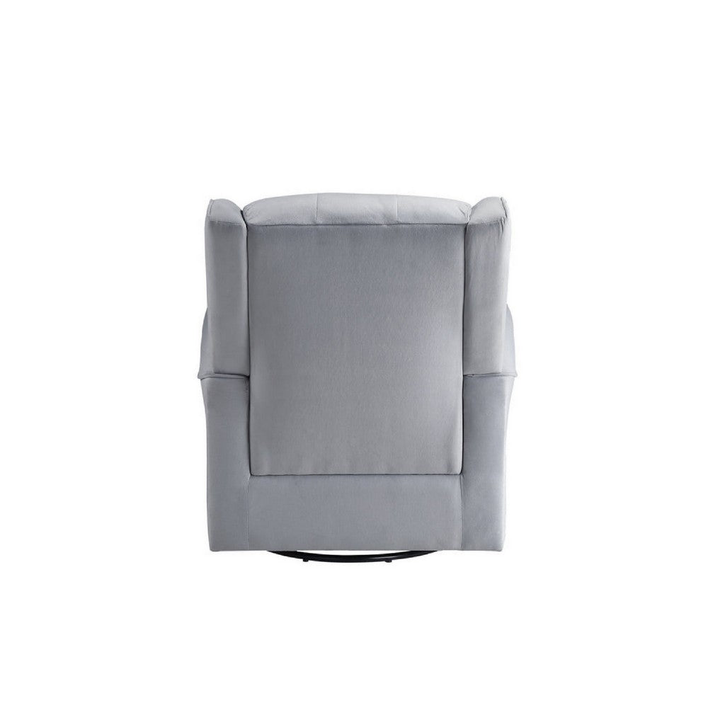 Benjara 35 Inch Accent Swivel Chair, Glider, Tufted Back, Gray
