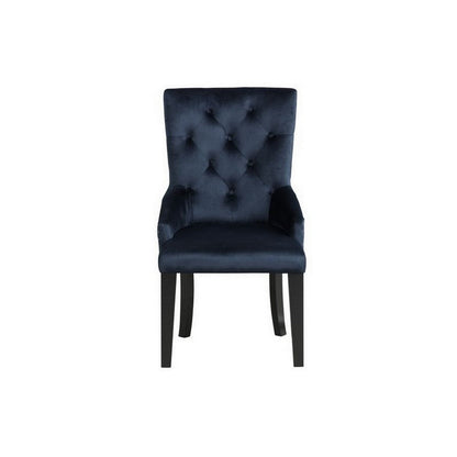 Benjara Luna 41 Inch Modern Accent Chair, Tight Back, Button Tufted, Velvet, Blue
