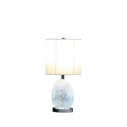 Benjara 20 Inch Glass Table Lamp, 9W LED, 3 Way Switch, Egg Shape, Silver