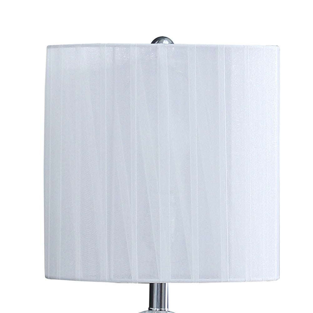 Benjara 20 Inch Glass Table Lamp, 9W LED, 3 Way Switch, Egg Shape, Silver