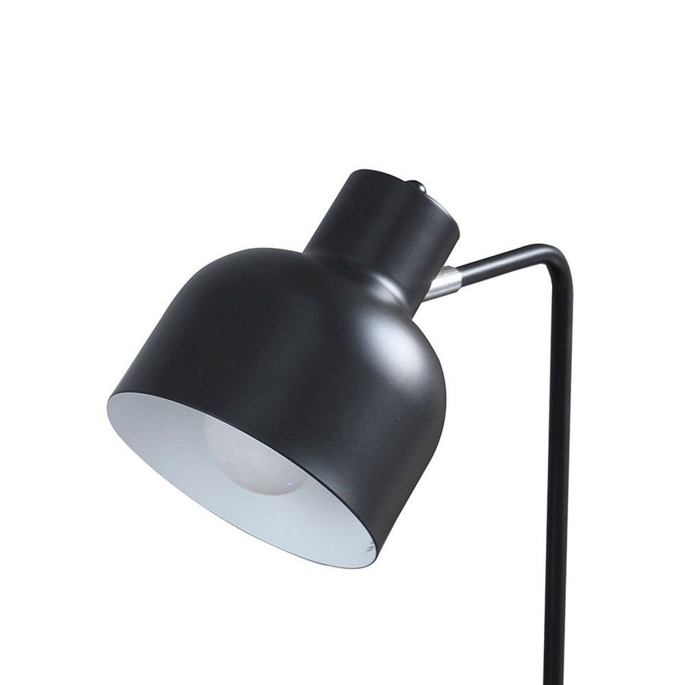 Benjara 15 Inch Metal Table Lamp, Adjustable Shade, Wireless Charging, Black