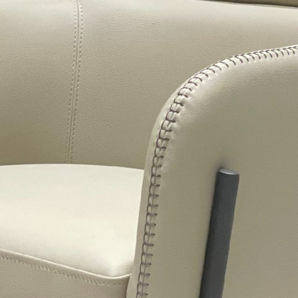 Benjara Cid 25 Inch Modern Dining Chair, Tight Back, Vegan Faux Leather, Beige