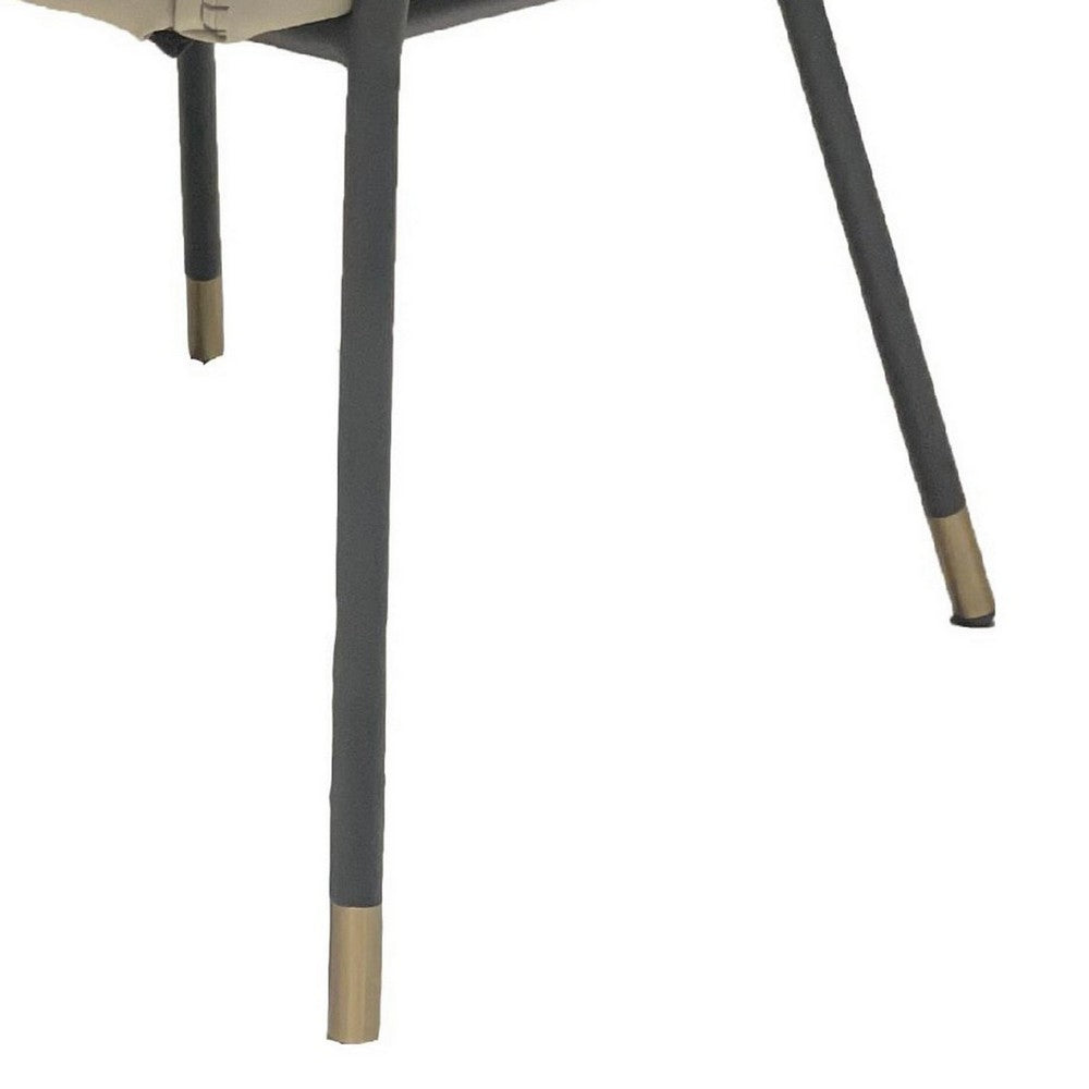 Benjara Cid 25 Inch Modern Dining Chair, Tight Back, Vegan Faux Leather, Beige