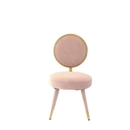 Benjara Cid 21 Inch Modern Glam Accent Chair, Round Backrest, Set of 2, Pink Velvet