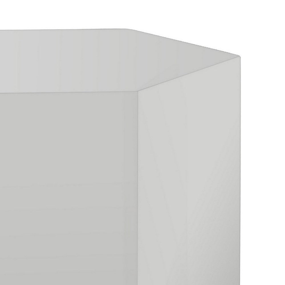 Benjara Cid Keli 15 Inch Modular End Table, Small, Glossy, Light Gray