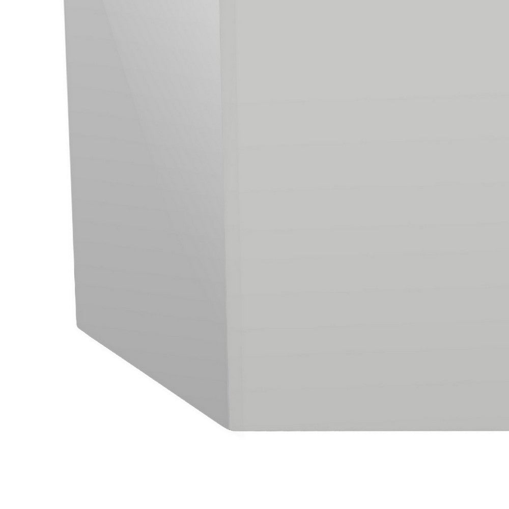 Benjara Cid Keli 15 Inch Modular End Table, Small, Glossy, Light Gray