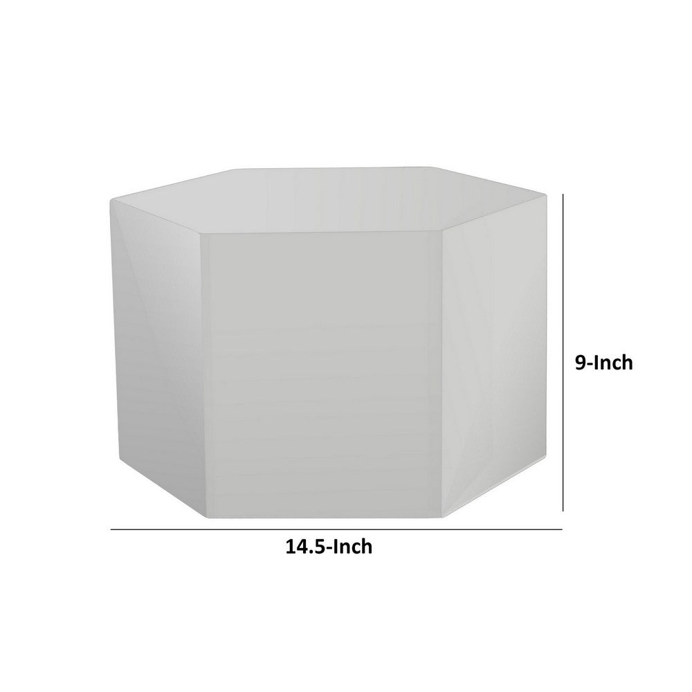 Benjara Cid Keli 15 Inch Modular End Table, Small, Glossy, Light Gray