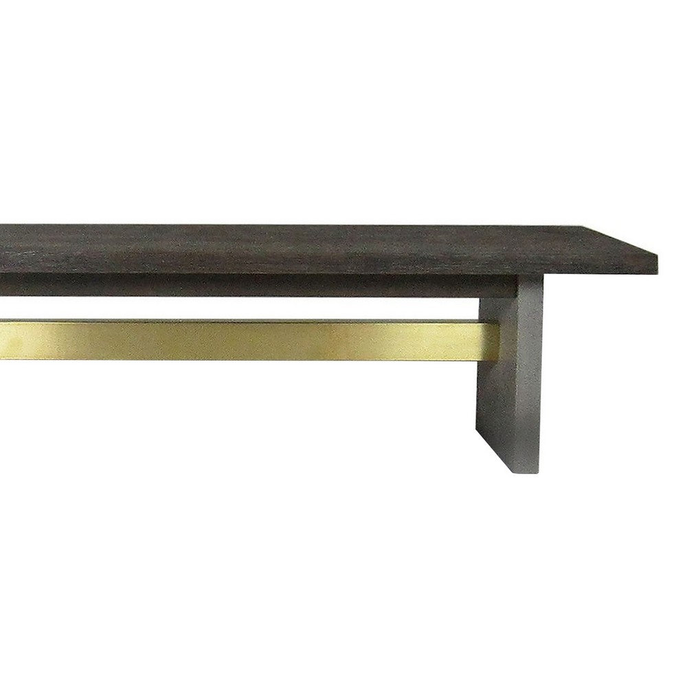 Benjara Cid Coe 71 Inch Modern Dining Bench, Wood Seat, Concrete Base, Gray