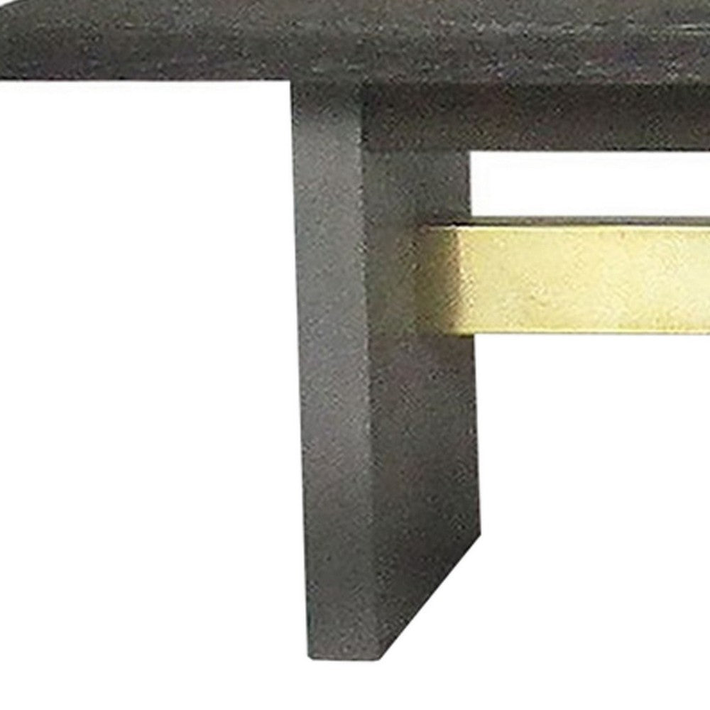 Benjara Cid Coe 71 Inch Modern Dining Bench, Wood Seat, Concrete Base, Gray