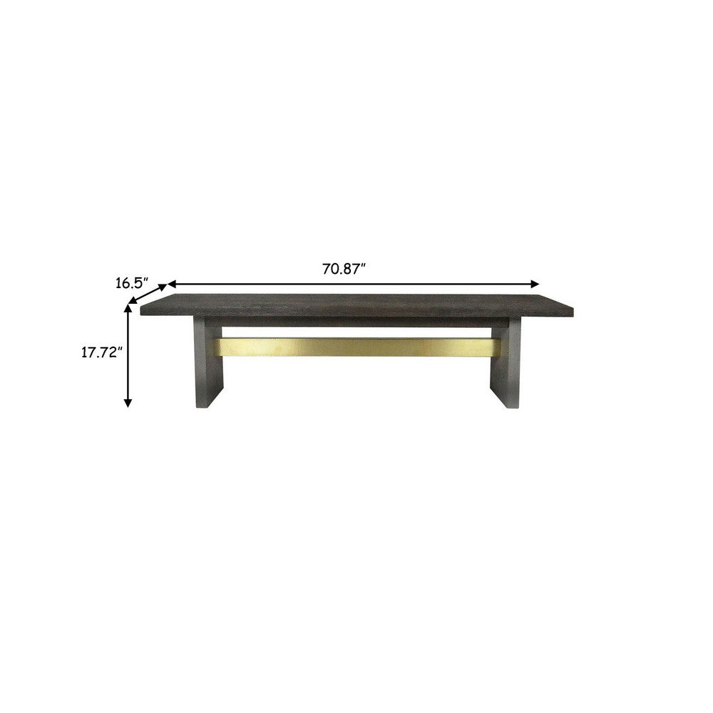Benjara Cid Coe 71 Inch Modern Dining Bench, Wood Seat, Concrete Base, Gray