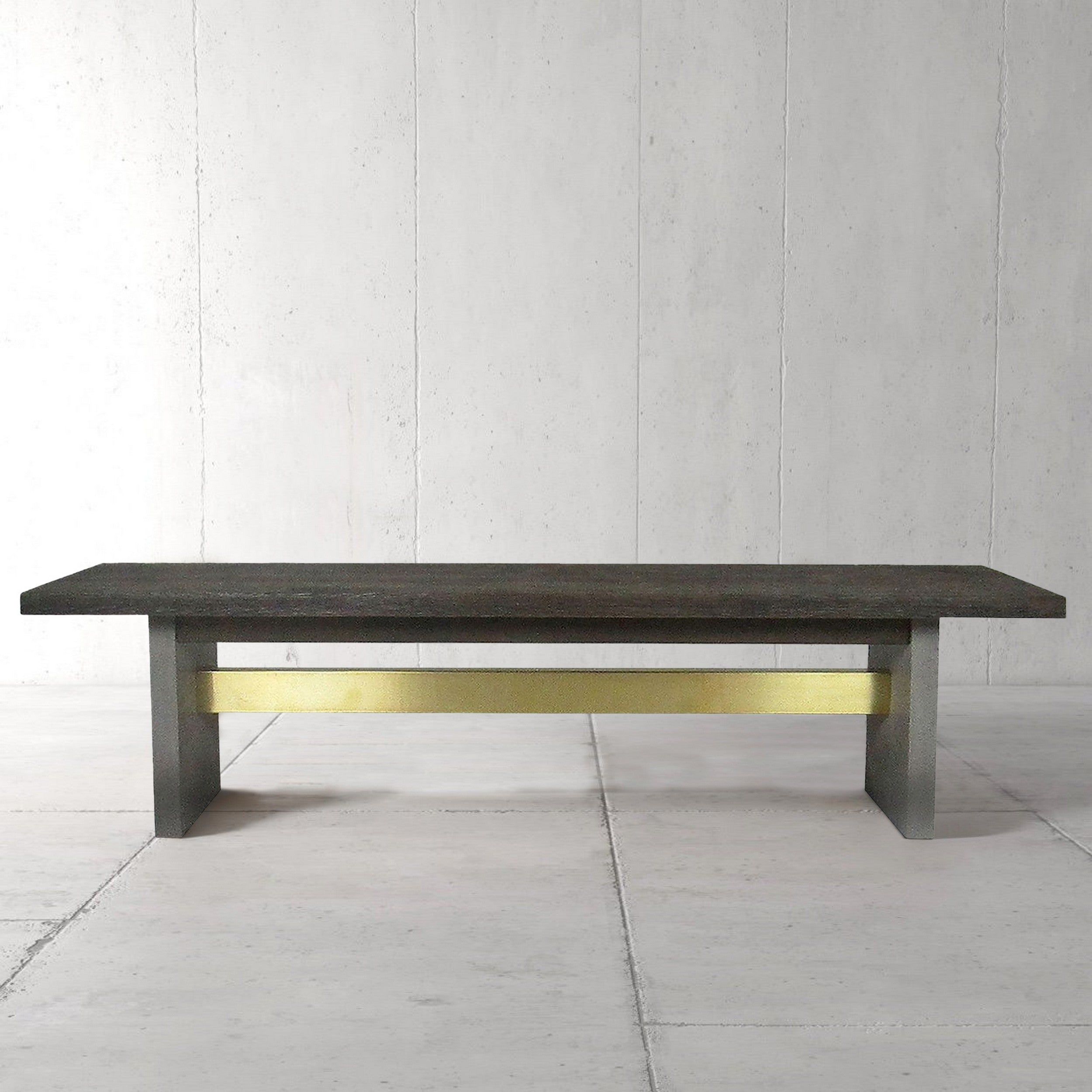Benjara Cid Coe 71 Inch Modern Dining Bench, Wood Seat, Concrete Base, Gray