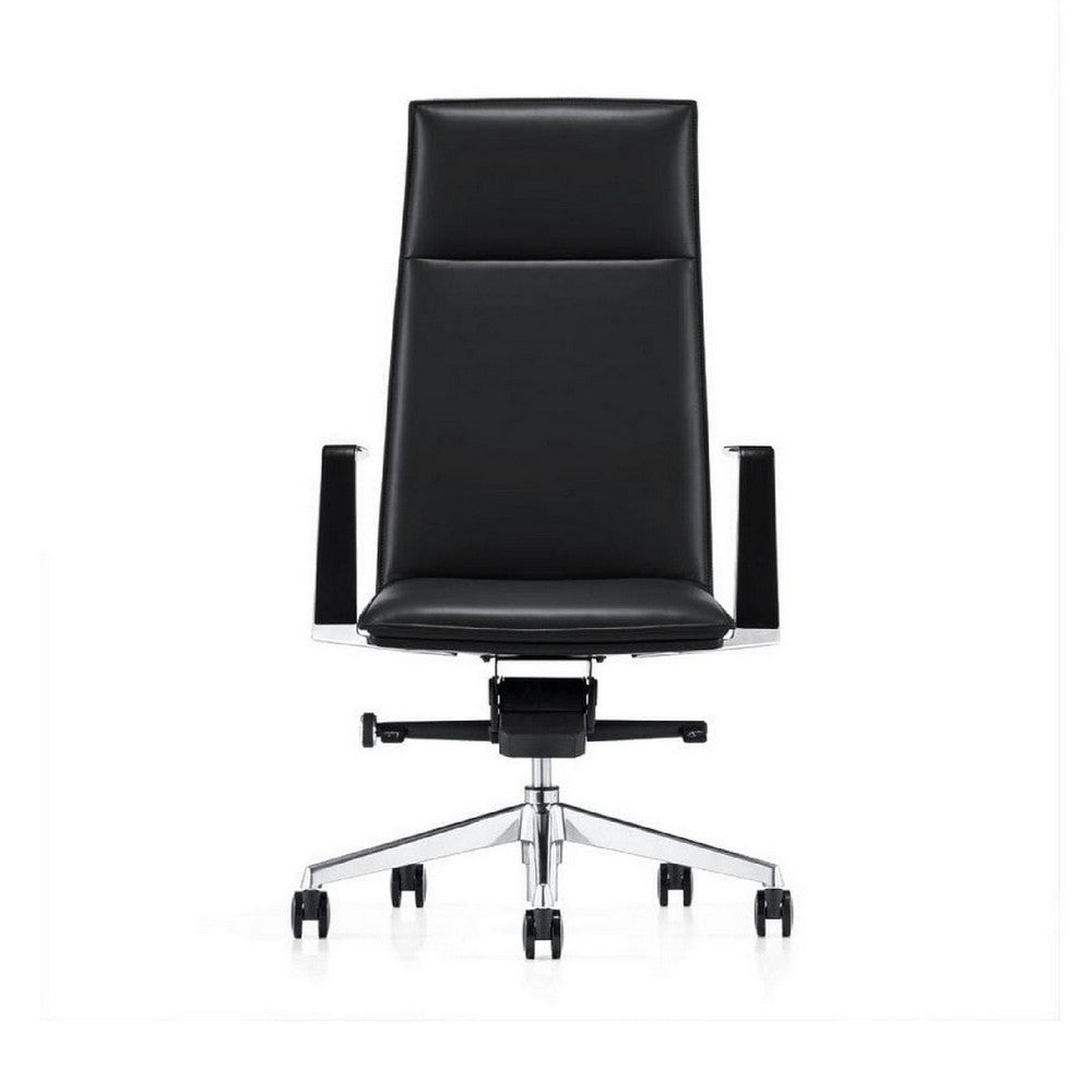 Benjara Cid 27 Inch Modern Swivel Office Chair, Tall Back, Reclining, Dark Gray