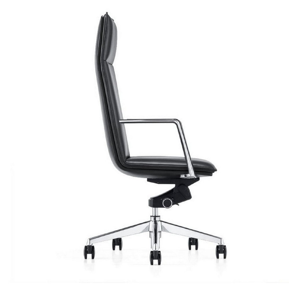Benjara Cid 27 Inch Modern Swivel Office Chair, Tall Back, Reclining, Dark Gray