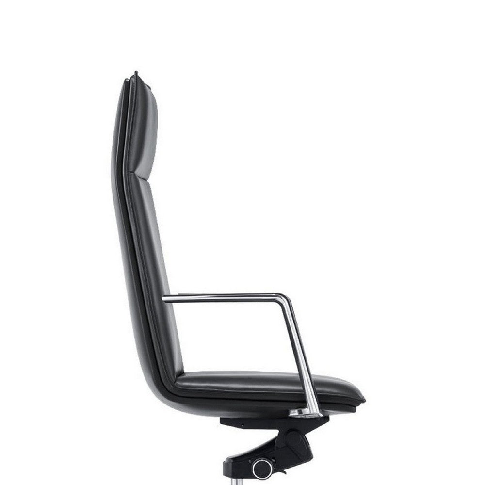 Benjara Cid 27 Inch Modern Swivel Office Chair, Tall Back, Reclining, Dark Gray