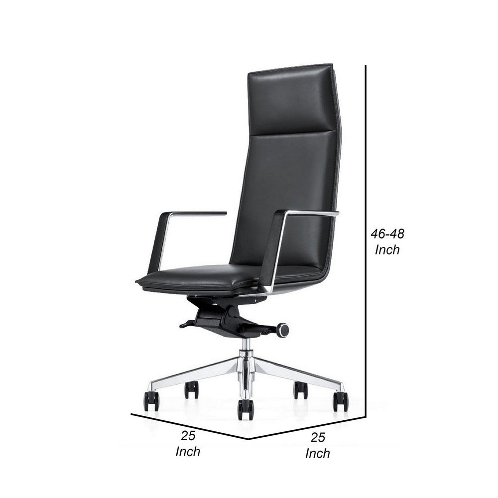Benjara Cid 27 Inch Modern Swivel Office Chair, Tall Back, Reclining, Dark Gray