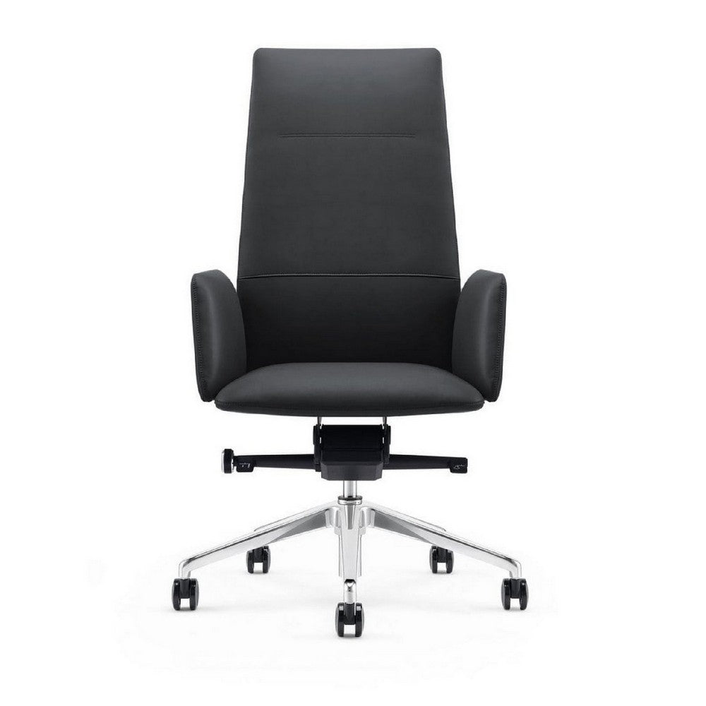 Benjara Cid 24 Inch Modern Office Chair, Knee Tilt, Sleek Tall Back, Black