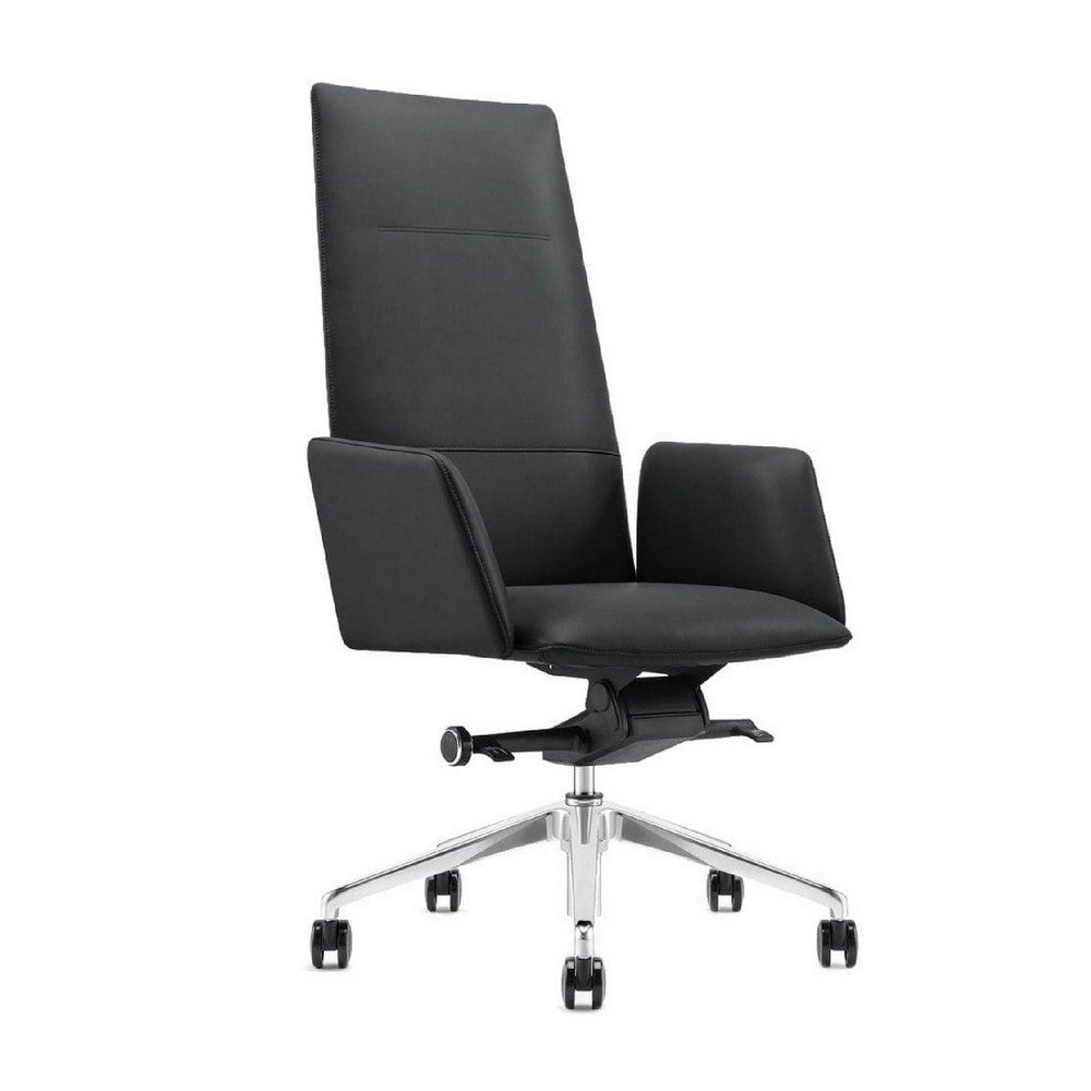 Benjara Cid 24 Inch Modern Office Chair, Knee Tilt, Sleek Tall Back, Black
