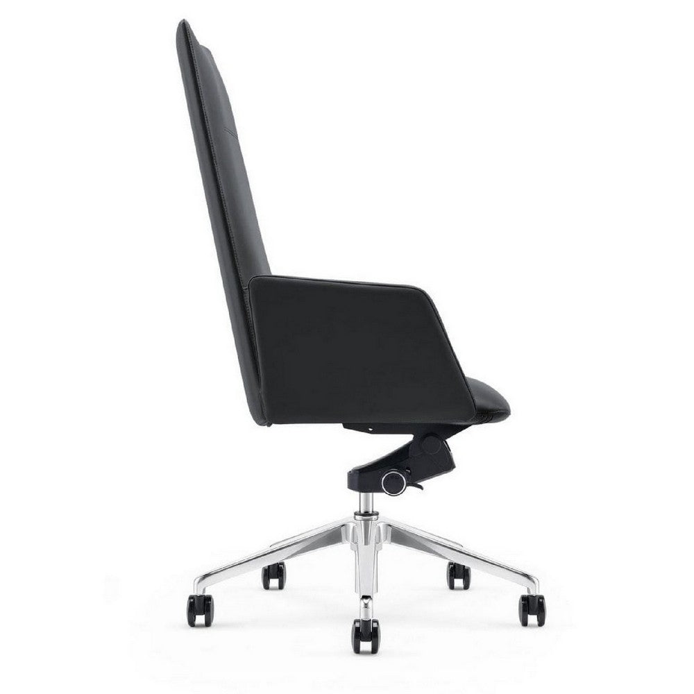 Benjara Cid 24 Inch Modern Office Chair, Knee Tilt, Sleek Tall Back, Black