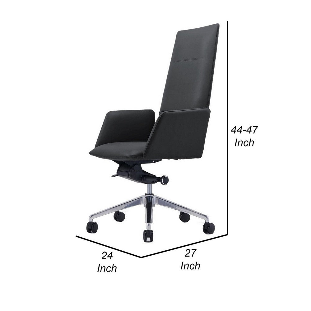 Benjara Cid 24 Inch Modern Office Chair, Knee Tilt, Sleek Tall Back, Black