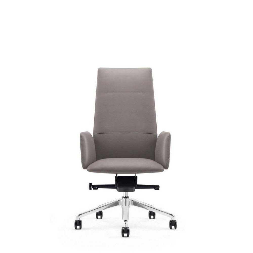 Benjara Cid 24 Inch Modern Office Chair, Knee Tilt, Sleek Tall Back, Gray