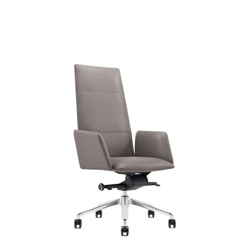 Benjara Cid 24 Inch Modern Office Chair, Knee Tilt, Sleek Tall Back, Gray