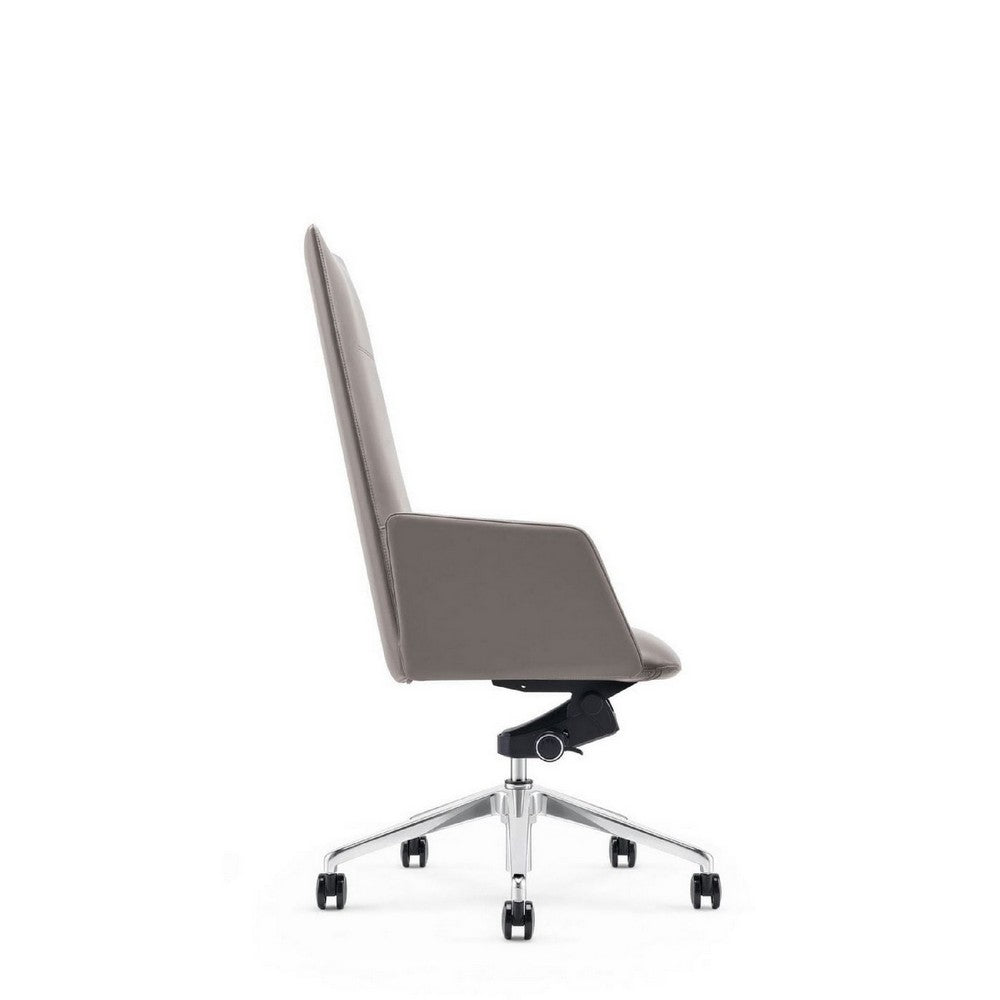 Benjara Cid 24 Inch Modern Office Chair, Knee Tilt, Sleek Tall Back, Gray
