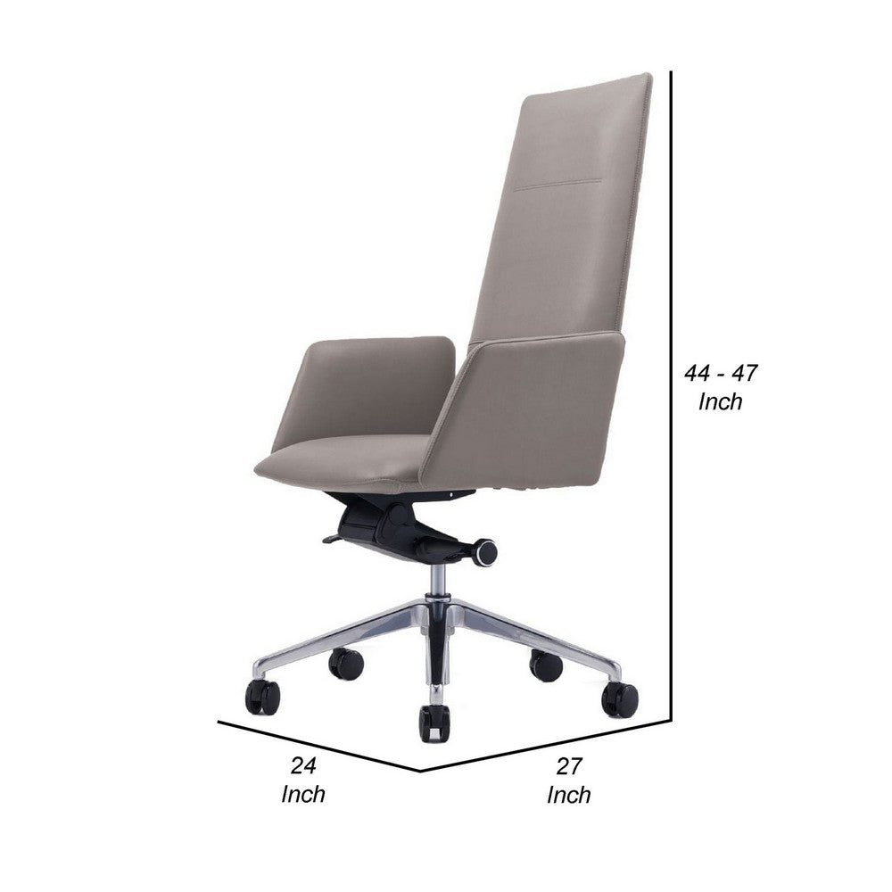 Benjara Cid 24 Inch Modern Office Chair, Knee Tilt, Sleek Tall Back, Gray