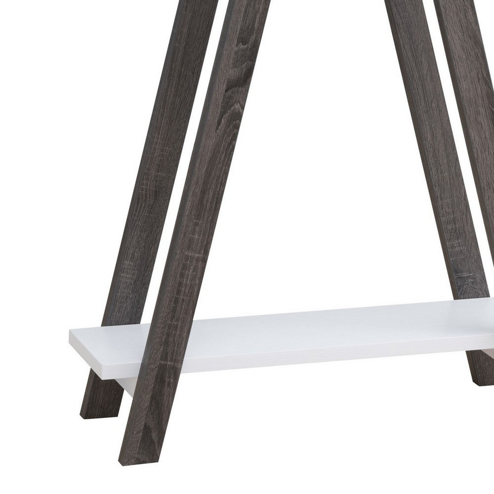 Benjara Baki 38 Inch Modern Wood Side Console Table, Corner Compartment, White