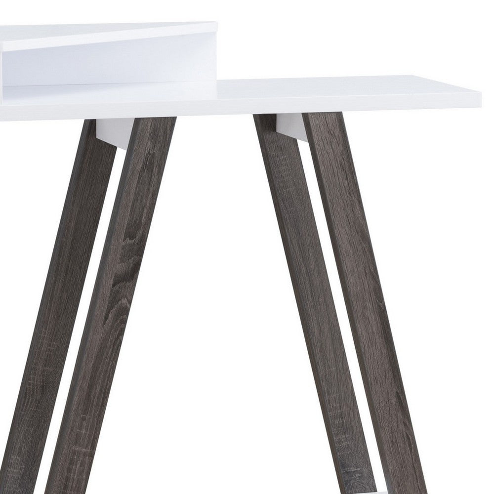 Benjara Baki 38 Inch Modern Wood Side Console Table, Corner Compartment, White