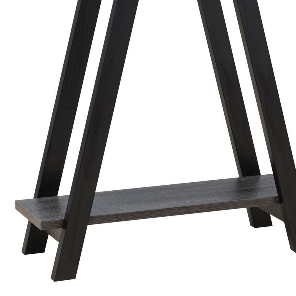 Benjara Baki 38 Inch Modern Wood Side Console Table, Corner Compartment, Black