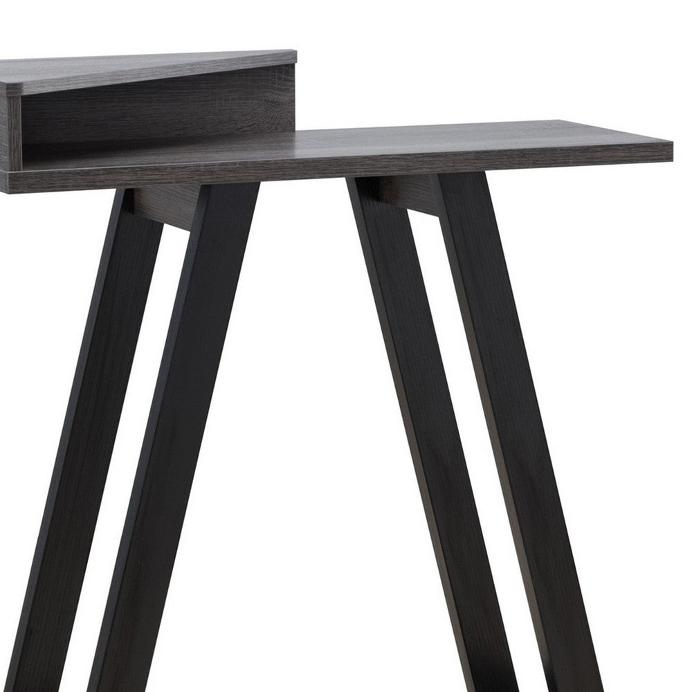 Benjara Baki 38 Inch Modern Wood Side Console Table, Corner Compartment, Black