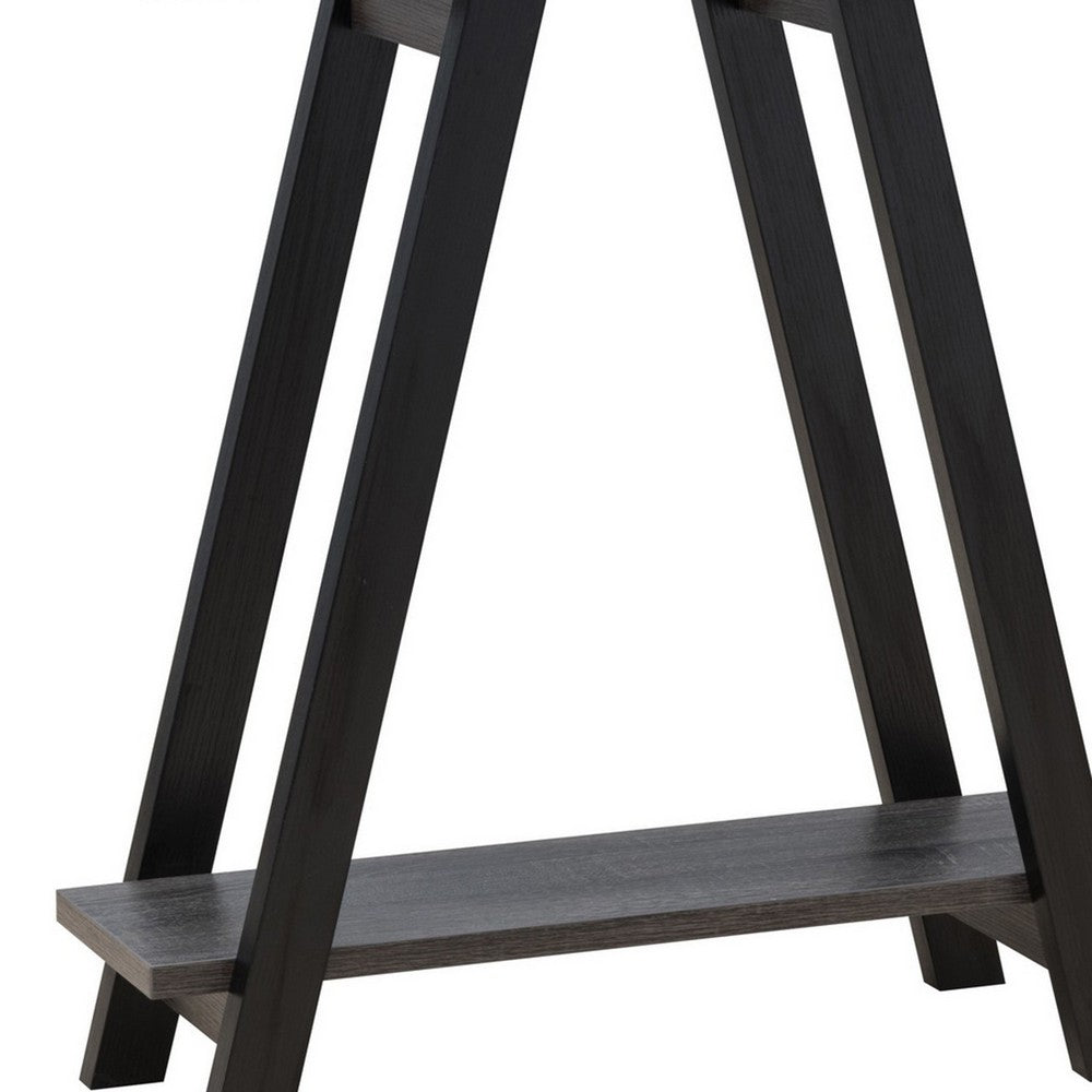 Benjara Baki 38 Inch Modern Wood Side Console Table, Corner Compartment, Black